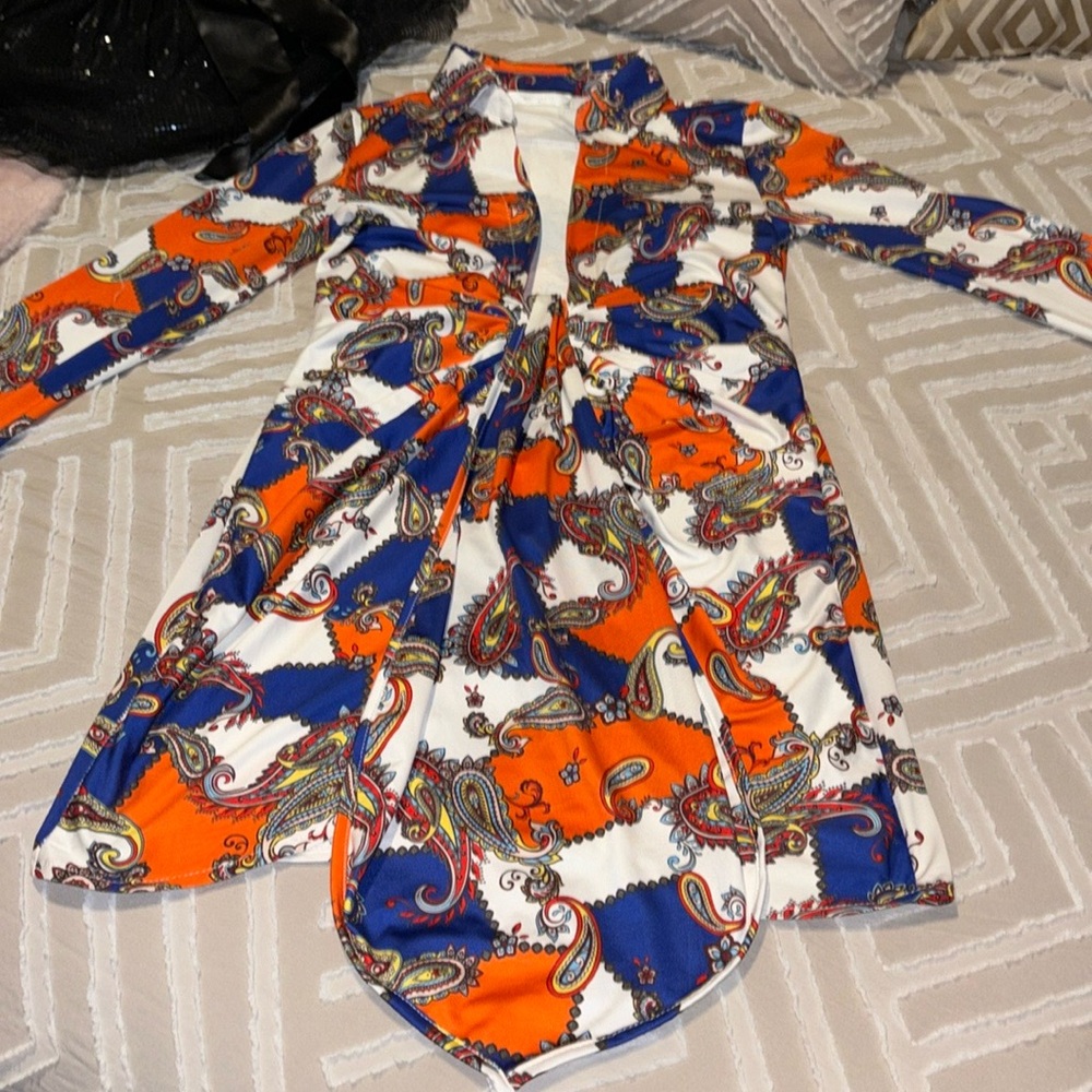 Brand:HALFHEARTED, Color: Orange, Blue and White Size: Small